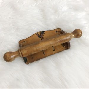 Vintage Farmhouse Rolling Pin Key Holder Rustic